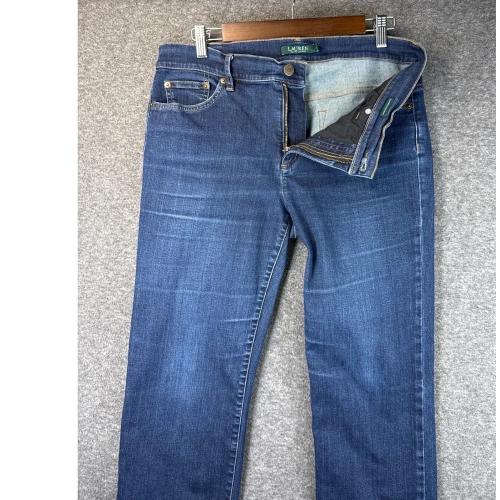 Lauren Ralph Lauren Classic Straight Jeans Dark Wash Stretch Blue Denim Size‎ 12